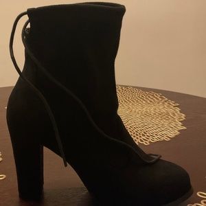Black sock style ankle booties